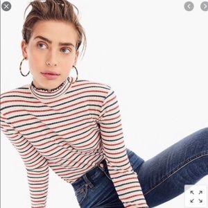 J.Crew ribbed striped mock neck, small